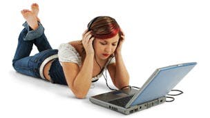 Listening to music on laptop