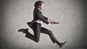 Man running with laptop