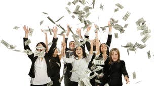 People throwing money in the air