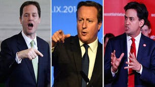 Clegg Cameron and Miliband
