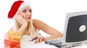 Using a laptop at Christmas