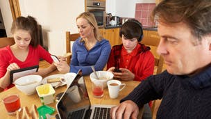 family with gadgets