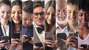 Family using phones