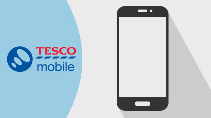 Tesco logo and mobile