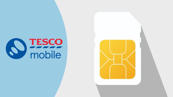 Tesco Mobile logo and SIM card
