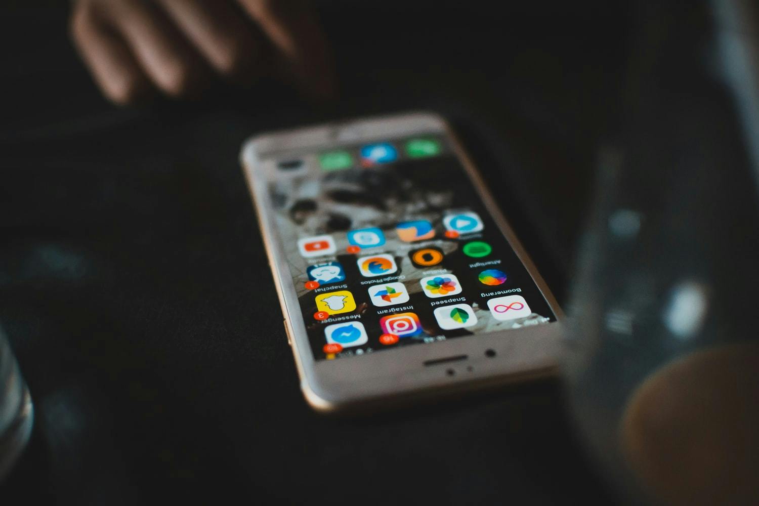 iPhone apps on screen