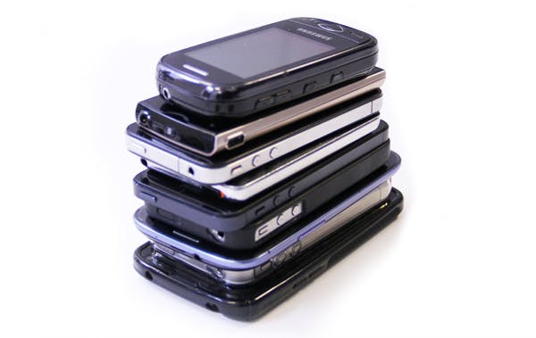Pile of old phones