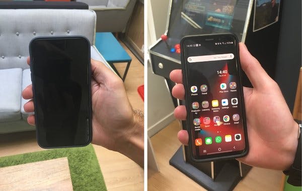 iPhone X and Galaxy S9 side by side