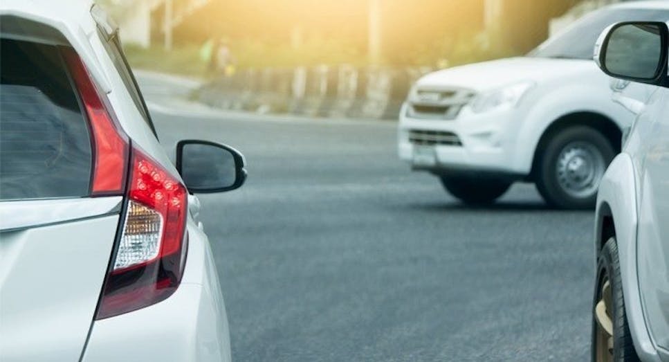White cars on road