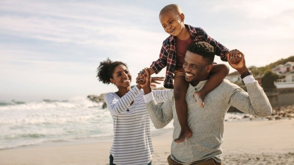 Family on beach