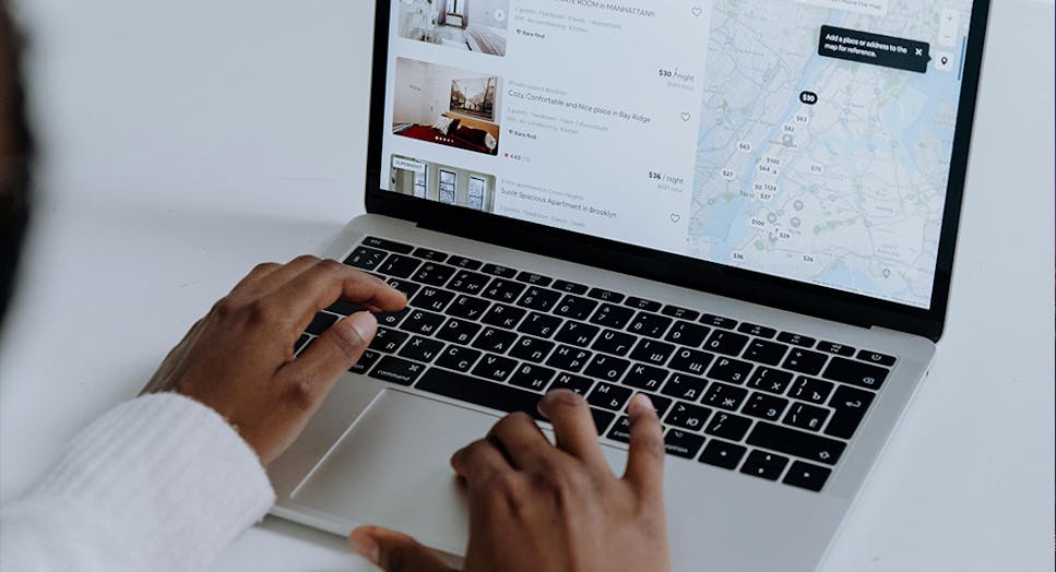 Person looking at properties online