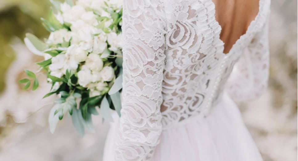 Bride wearing wedding dress