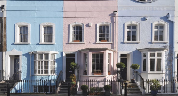 pastel coloured terraced housing
