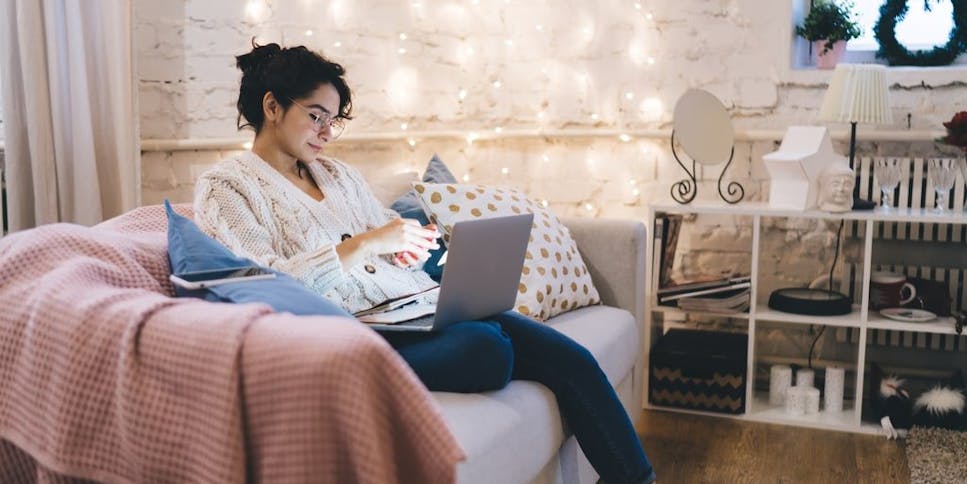 woman examining finances