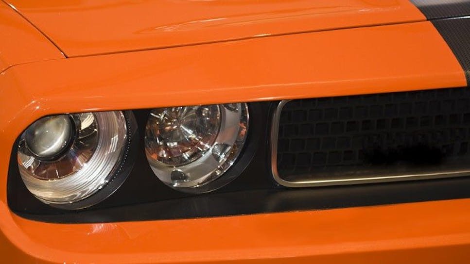 The front of an American car