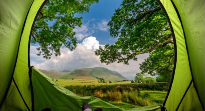 View from inside a tent