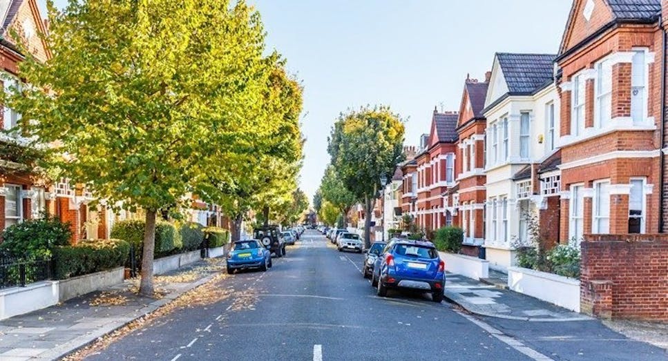 Cars in leafy london suburb 