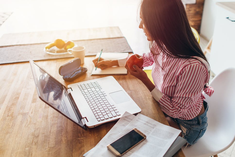 Woman looking at budget