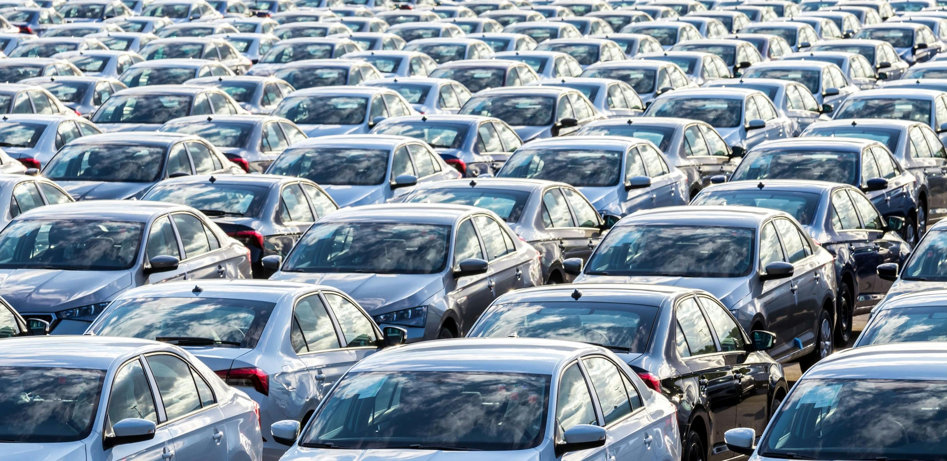 rows of parked cars