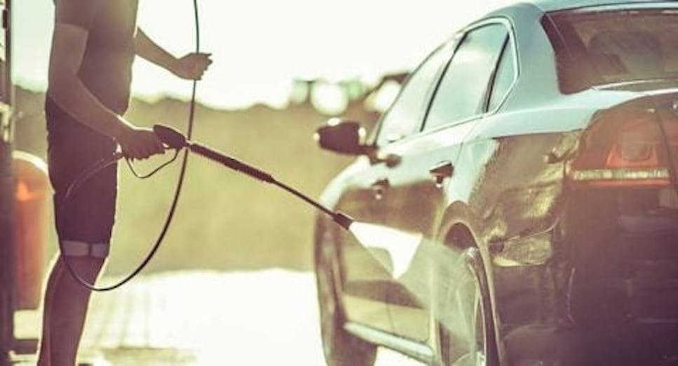Man washing car