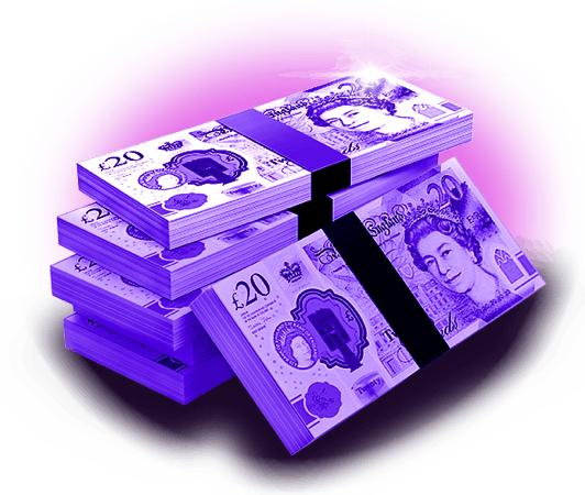 purple pile of cash