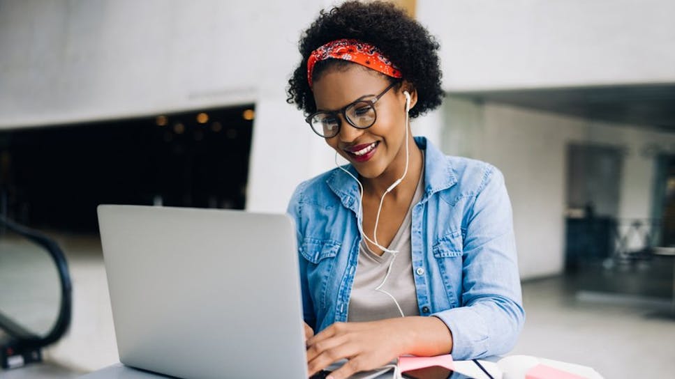 woman using laptop