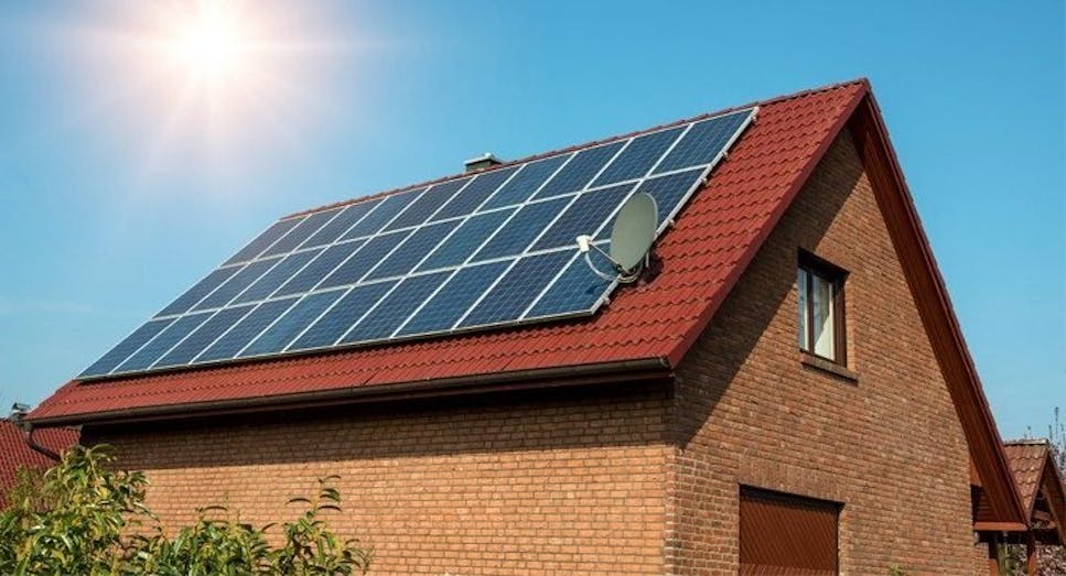 House with solar panels on roof