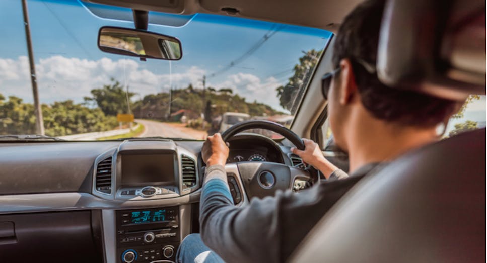 Man driving car