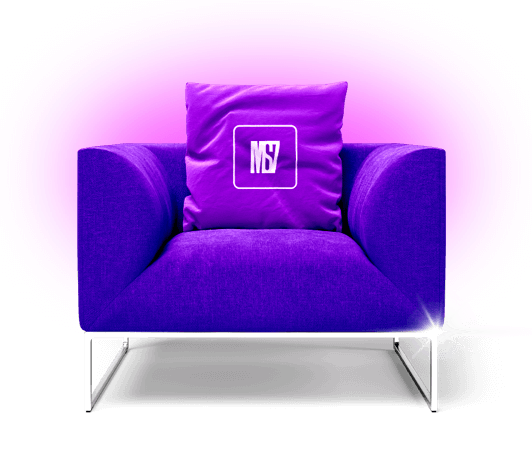 White sofa on purple background