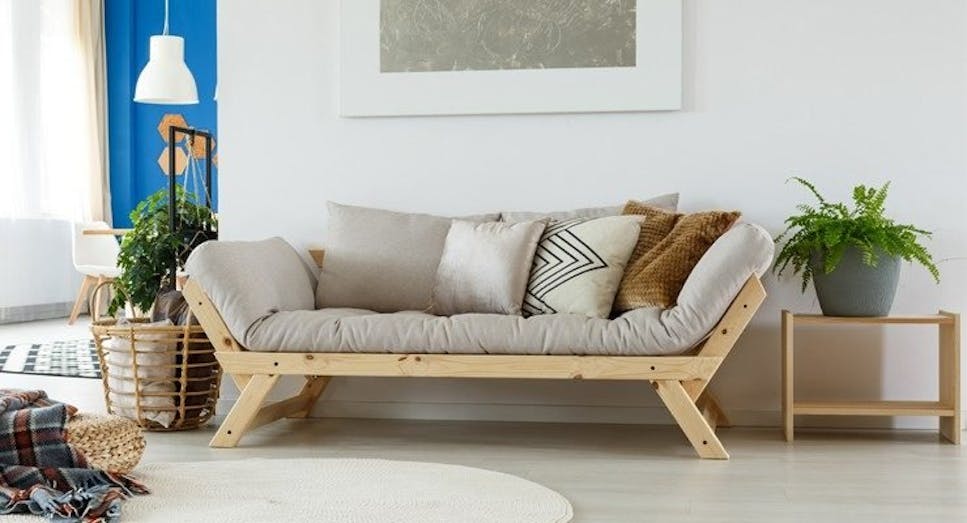 Sofa with light on