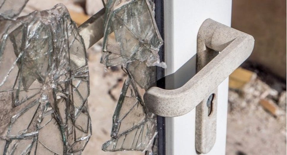 Smashed glass door
