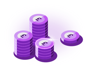 stacks of purple coins