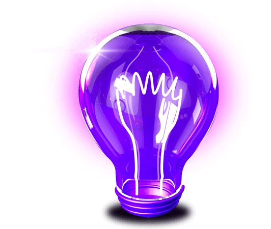 An illustration of a lightbulb in the MoneySuperMarket brand colours.