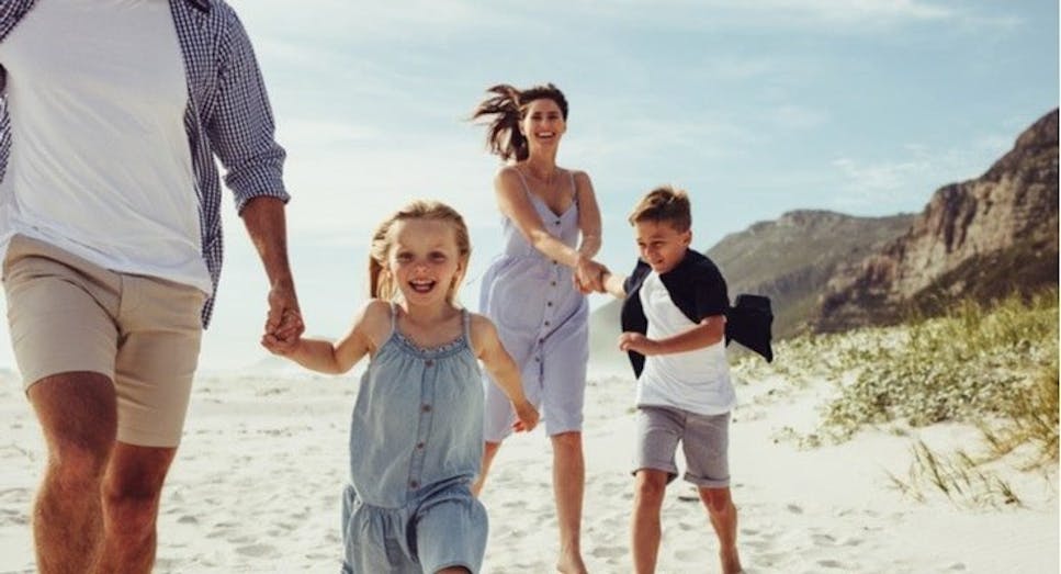Family on beach