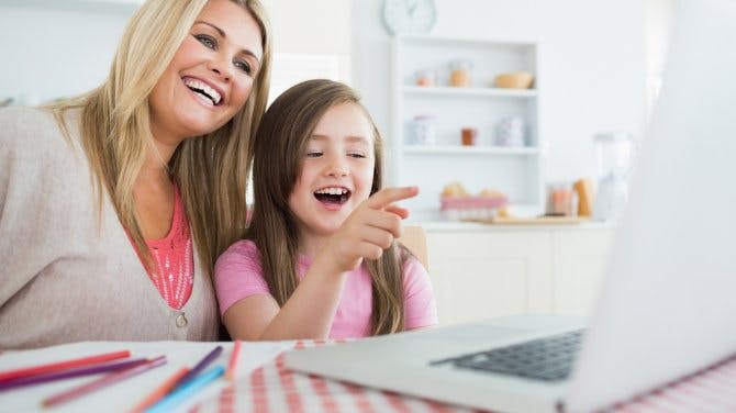 Family using computer