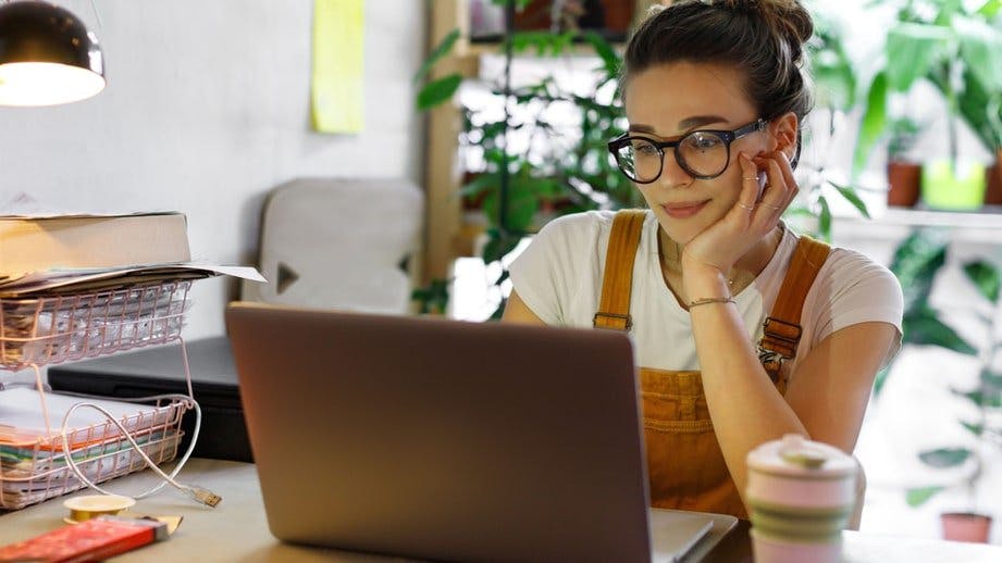 Young woman using laptop