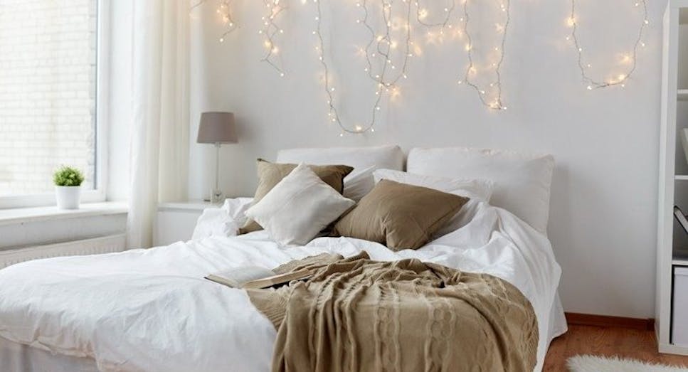 Bedroom with fairy lights