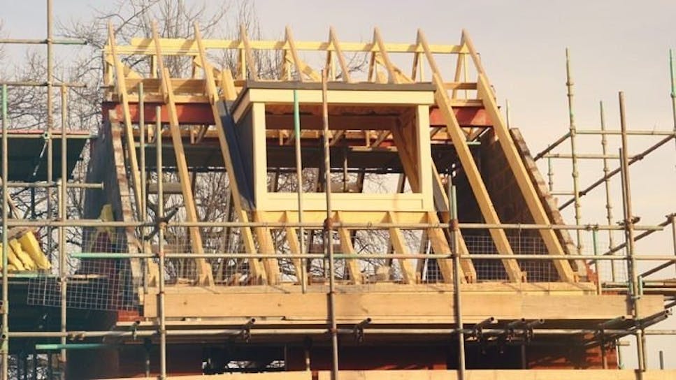 Roof being built