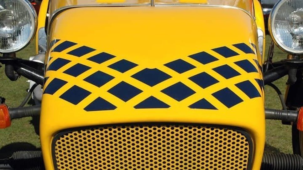 close up bonnet of a kit car