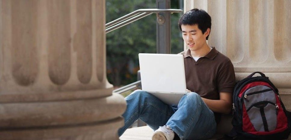 Student using laptop