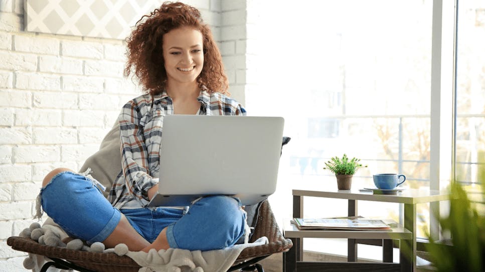 Young woman using laptop
