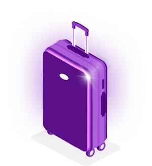 Purple travel suitcase cartoon