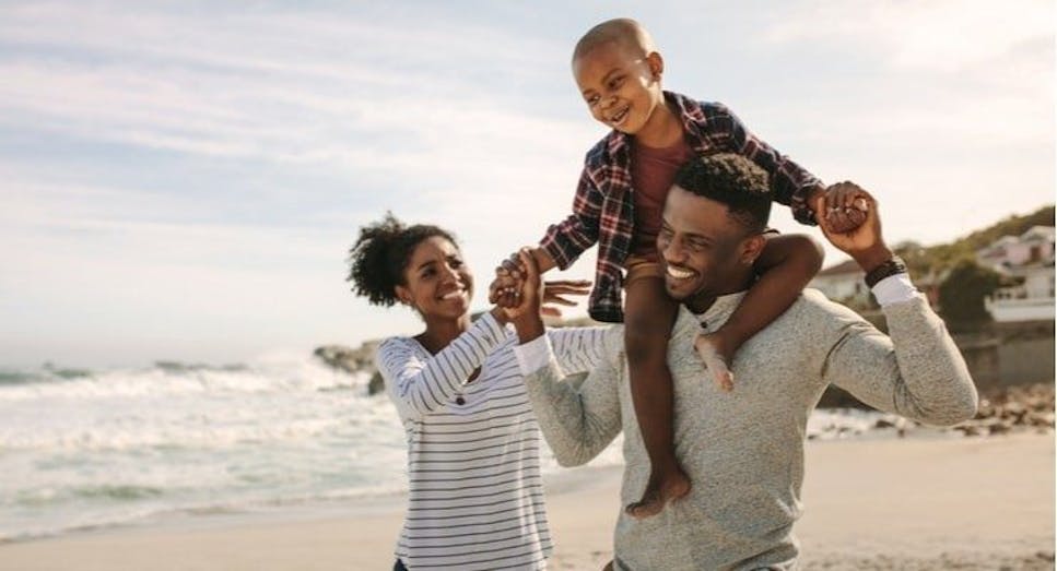 Family on beach