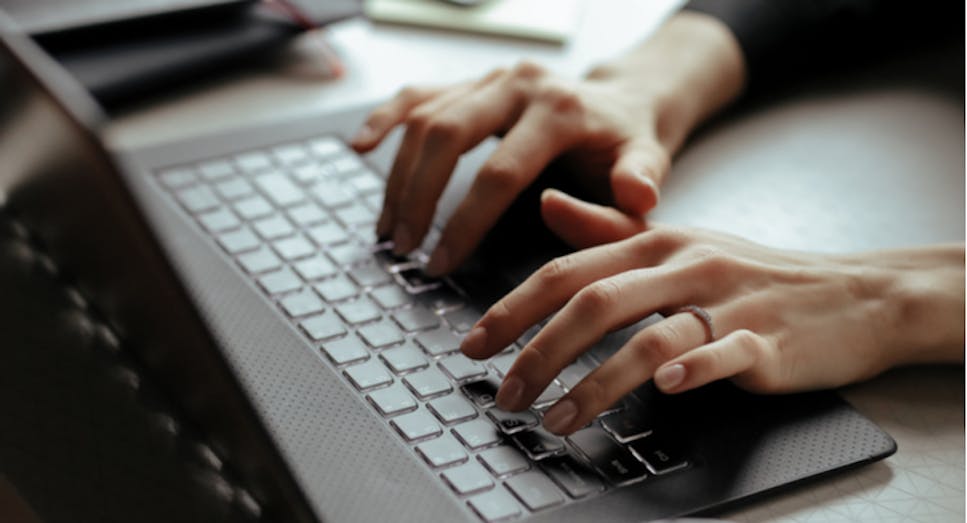 Woman using a laptop