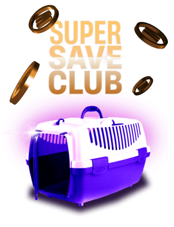 Image of a pet carrier and Super Save Club