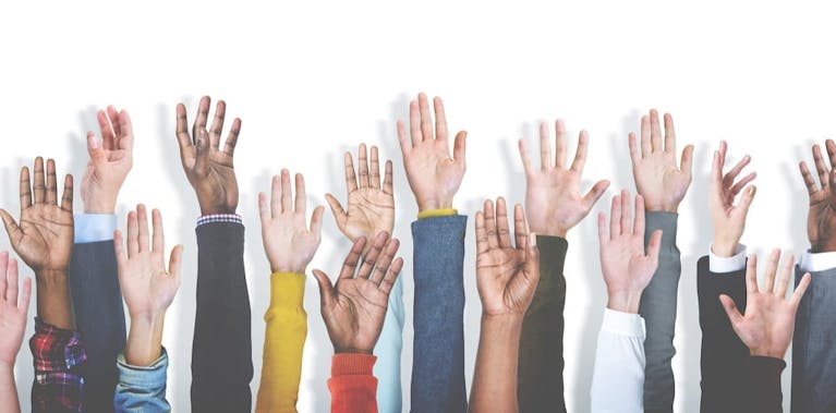 Lots of hands raised