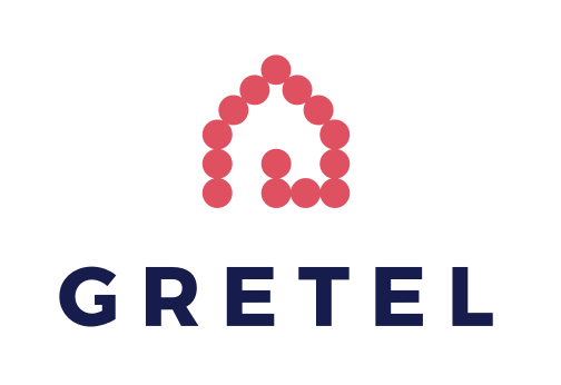 GRETEL logo in black and red.