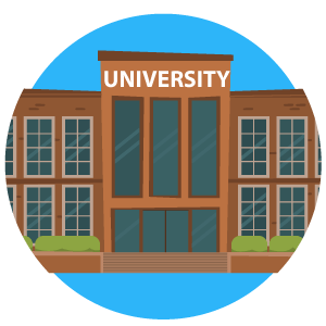 Cartoon image of a university building