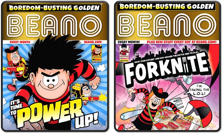 An image of two Golden Beano comics side-by-side.