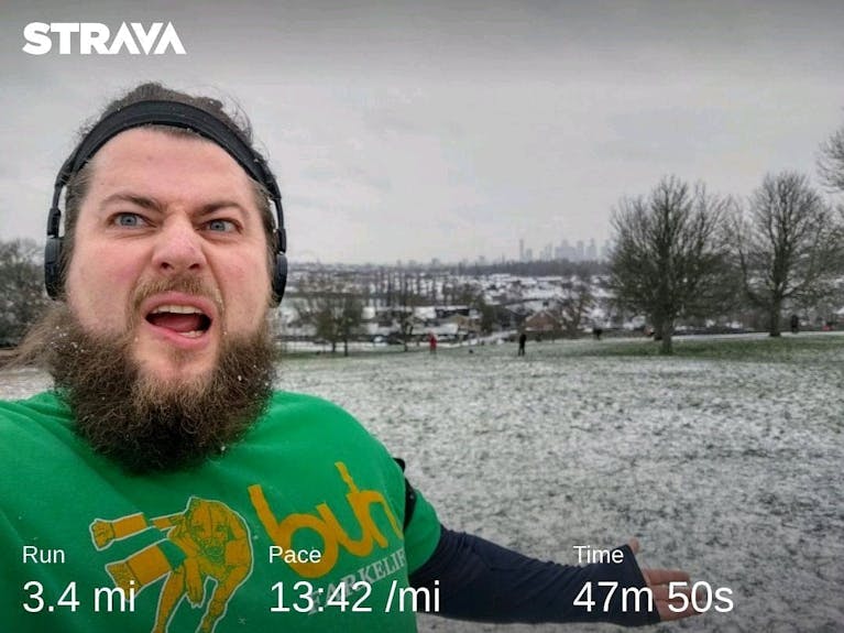 MSE Kelvin braving the winter snow with a beardy glow
